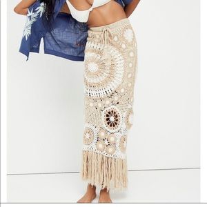 Free People Natalia Pieced Crochet Skirt